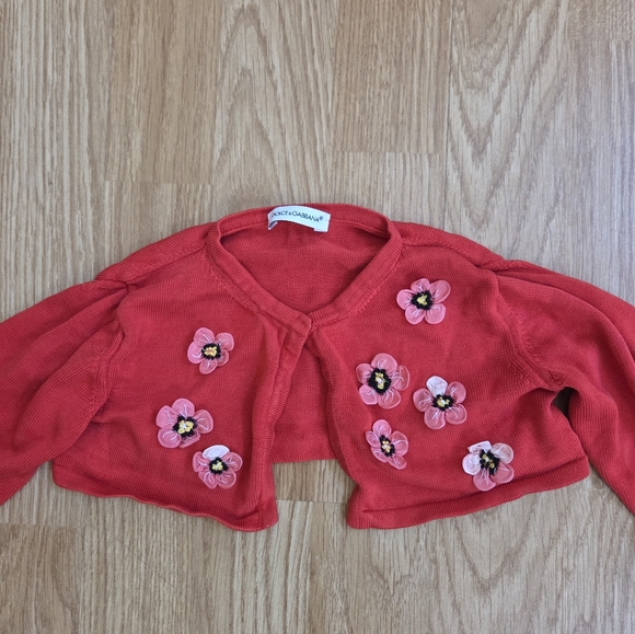 🌺DOLCE & GABBANA🌺 Baby Girls Flower Embellished Cardigan Sweater - [12 months] - Picture 4 of 10
